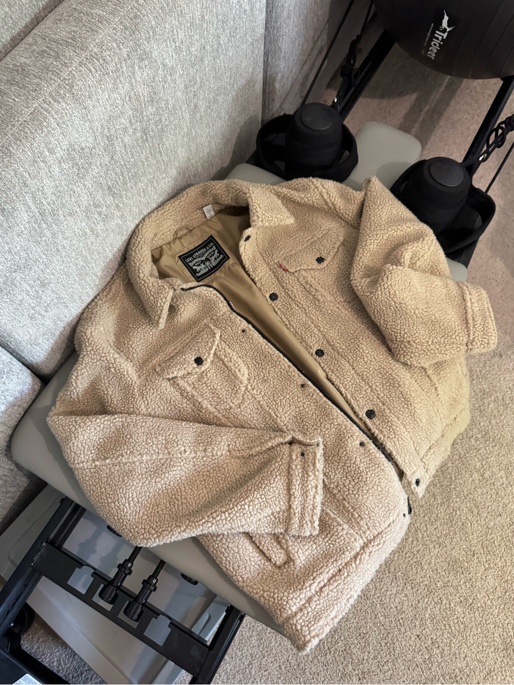 Levi's Tan Sherpa Jacket - Button-Front Cozy Coat
